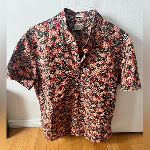 J Crew Floral Short Sleeve Shirt with Stretch